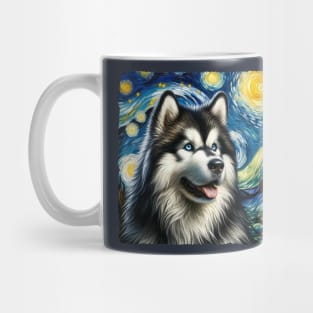 Starry Alaskan Malamute Dog Portrait - Pet Portrait Mug